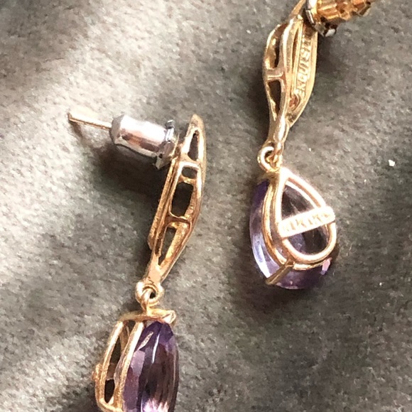14k amethyst drop earrings - Picture 7 of 14
